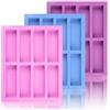 LoNinLoAn 3 pezzi barrette per cereali, 8 cavità grandi barrette energetiche in silicone, antiaderente, rettangolari, barrette energetiche per la produzione di barrette di cioccolato, muffin, brownies e