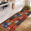 Siunwdiy Tappeto Cucina Piastrelle 1.60 metri Patchwork Rosso Colorato Tappetino Cucina Antiscivolo Lavabile,Tappeto Cucina Tappeto Passatoia Camera Lavabile Tappeto Per Cucina Soggiorno,Flesh,50x160cm