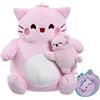 Rainbow Designs PEMBE - Peluche da 23 cm, piccolo Pembe Abbraccio, personaggio Pink Cat con texture extra morbida, cuscino decorativo per camera da letto, peluche morbido con dettagli ricamati