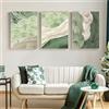LOARTVE 3 stampe artistiche da parete astratte di metà secolo, decorazione da parete moderna e minimalista, foglie di ginkgo verde salvia, stampe su tela per camera da letto e soggiorno, senza cornice (30,5 x
