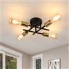 Riserva Lampadario Sputnik Industriale, E27 Plafoniera da Soffitto Vintage, Lampada da Soffitto Nera Metallo per Camera da letto, Soggiorno, Cucina, Corridoio, 4 Luci