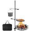 Garvee Griglia girevole da campeggio 34cm in acciaio robusto 360° - Altezza regolabile - Con borsa, supporto e gancio - Set 3 teglie 13.4x13.4cm - Verticale, grill + gancio, set tre teglie