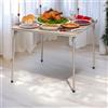 FurnitureR Tavoli per banchetti Square Oak, struttura in metallo robusto e MDF, piano imbottito in pelle sintetica, pieghevole e portatile, per pasti casual o ufficio, 86 x 86 cm