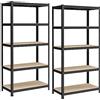 SONGMICS Set di 2 Scaffali in Metallo, Scaffalature a 5 Ripiani Regolabili, Senza Viti, Scaffale Salvaspazio per Garage, Magazzino, Portante 600 kg, 50 x 100 x 200 cm, Nero GLR050B02