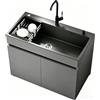 Qwerjkl Mobile Lavello Autoportante in Alluminio a Nido d'Ape 68cm Lavandino in Acciaio Inox con Miscelatore Acqua Calda/Fredda e Dispenser Sapone, Mobiletto Salvaspazio per Esterno, Giardino e Garage