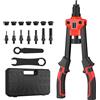 GETLITOOL 12-Inch Rivettatrice con Doppia Imupgnatura per Impieghi Gravosi, Include 7 Mandrini M3 M4 M5 M6 M8 M10 M12, Pistola Manuale a Dadi Rivetti con Valigetta per Garage Officine