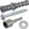 AERZETIX - Kit di 10 tasselli in nylon con collare Ø12x60 mm per materiali pieni + 10 viti tirafondi Ø8x60 mm + 10 rondelle larghe per bullone M8 + 1 bussola esagonale 1/4 SW13