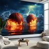 Generico Carta Da Parati Fotografica 3d Effetto Pallacanestro Fiamma Mare Moderna Design 200x140 cm Carta per Pareti Soggiorno Camera Da Letto Sala Fotomurali Non Tessuto, Blu