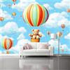Generico Carta Da Parati In Tessuto Non Tessuto Blu, Arte Digitale Mongolfiere Orsacchiotti Peluche Decorazione Per Camera Da Letto Soggiorno Ufficio Corridoio Dimensioni 400 x 280 cm（WxH