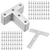 Qzakce Connettori Angolari in Acciaio 80x80mm Staffe Angolari Piatta a Forma di T Supporti Angolo Staffe Squadrette con Viti per Mensola di Legno Tavolo Sedia Finestre Mobili 20 Pezzi