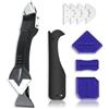 MORROWIND Kit Strumenti Silicone, 3 in 1 Rimuovi Sigillante, Raschietto Fughe e Strumento Finitura Sigillante, Raschietto Angolare per Colla Vetro per Pavimento Finestra Bagno Cucina (Nero)