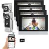 ANJIELO SMART Sistema videocitofonico cablato Tuya WiFi 7 pollici touch screen 1080P campanello intelligente Tuya APP Kit citofono 2 porte sblocco (2 Campanello+4 Monitor)