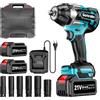 Gotrain Avvitatore a percussione senza fili 1000 N.m (738FT-LBS) Multifunzione Brushless High Torque Electric Impact Gun Drill Cacciavite con 2 batterie × 4.0Ah & 6 prese e 1 caricatore per auto casa