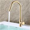 KenSyuInt Rubinetto da cucina oro miscelatore per cucina, rubinetto da cucina dorato, rubinetto da cucina orientabile, miscelatore in ottone, miscelatore monocomando per lavello da cucina