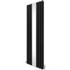 Monster Shop Radiatore con specchio 1800mm x 565mm e valvole TRV cromate Radiatore di design a doppia colonna verticale in acciaio al carbonio Nero Kit di fissaggio e staffe con spazzola di pulizia