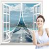 CONGCLI Zanzariera Finestra Magnetica 48 x 98 cm Si Chiude da Sola, Rete Fine, Chiusura Automatica Zanzariera Finestra Adesiva Personalizzabile Adatta a di Multi Tipi, Bianco