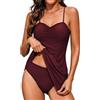 Rayson Costume da Bagno Donna 2 Pezzi Ruffle Push up Curvy Piega Tankini Donna Mare e Slip da Bagno Beachwear Controllo Pancia(Blu,M)