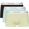 Calvin Klein Boxer da uomo in cotone elasticizzato, a vita bassa, confezione da 3, nero con fasce in vita a contrasto, Nero/Beau/Frondoso, M