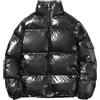 Generic Bomber corto da uomo con zip metallizzata lucida lucida piumino trapuntato giacca imbottita, Nero , 3XL