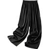 ERHTGUO Pantaloni Donna Estate Seta Gelata Pantaloni a Gamba Larga in Seta ghiacciata da Donna, Estivi, con Elastico in Vita, in Raso, Pantaloni Dritti, Casual, Tinta Unita(Burgundy,L)
