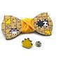 GIGETTO 1910 Papillon Spilla Legno dipinto a mano Rovere Puzzle Nodo Cotone Giallo Made in Italy GIGETTO