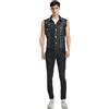 Lazutom Gilet da uomo in pelle PU punk senza maniche con borchie slim fit giacche con rivetti, Nero , M