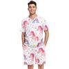 RPLIFE Pigiama estivo da uomo a maniche corte con unicorni, scollo a V, 2 pezzi, con tasche, Simpatici unicorni, XXL