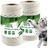 Zosenyer Corda Tiragraffi per Gatti 50m, Corda Naturale della Canapa Spago Grossa 6mm, Molto Adatta per Fare Pali di Graffio del Gatto, Amache del Gatto, Letti per Gatti All'aperto (Bianco)