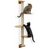 eyepower 175 cm Tiragraffi da Parete Luna con 3 Piattaforme in Bambù - Albero per Gatti Salvaspazio con Ripiani - Colonna in Sisal Naturale - Gioco da Arrampicata - Percorso da Muro Set Mensole Gatto