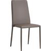 Generico Set 4 Sedie da Pranzo in Ecopelle, Colore Tortora, Impilabile, Stile Moderno, Base in Metallo, per Soggiorno e Cucina, 44x42x96 cm, Montaggio Non Richiesto