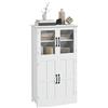 HOMCOM Credenza da cucina contemporanea multiripostiglio 2 armadi, ante in vetro, 4 ripiani in legno bianco