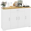 ZZINOKE Credenza Cucina Moderna 110×30×70 cm, Mobile Cucina Salvaspazio con 1 Cassetto e 4 Ante, Madia Cucina Antiribaltamento, Legno MDF, Bianca