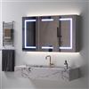 Poeahu Armadietto da bagno con specchio e illuminazione, design a tre pezzi, 100,4 x 60 x 13,5 cm, armadietto a specchio con ripiano regolabile, temperatura del colore regolabile, sensore tattile (bianco B)