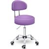 TRESKO Sgabello a rotelle con schienale, lilla, regolabile in altezza, 46-58 cm, girevole con ruote, da ufficio