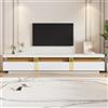 Kelodan Mobile moderno da 200 x 40 x 42 cm, con effetto marmo, per TV fino a 90 pollici, tre cassetti e 1 gestione dei cavi