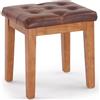 MILCIL Sgabello ottomano imbottito con seduta imbottita, sgabello da toeletta trapuntato con gambe in legno massello, sgabello in finta pelle, stile retrò, marrone