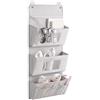 Qnbonrich Organizer da appendere a 3 strati, 40 x 90 cm, organizer per porta senza fori, per bagno e guardaroba, organizer da parete pieghevole in tessuto Oxford con 3 tasche, 2 ganci, portaoggetti