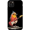 Rocking Robin Bird Outfit Custodia per iPhone 11 Pro Max Grumpy Robin Bird con chitarra elettrica per gli amanti delle piume
