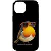 Robin Bird Outfit Custodia per iPhone 14 Grazioso uccello con occhiali per gli amanti di pettirossi e piume