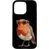 Robin Bird Outfit Custodia per iPhone 15 Pro Max Grafica divertente con pettirosso con gli occhiali