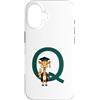 Timowo Studio Custodia per iPhone 16 Giraffa Diploma Lettera Q Alfabeto Animale