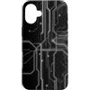 Monochrome Data Grid Custodia per iPhone 16 Plus White Circuit Scheda Madre Gamer Tech Grafica Estetica