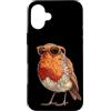 Robin Bird Outfit Custodia per iPhone 16 Plus Grafica divertente con pettirosso con gli occhiali