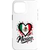 Mexico Travel Heart Co Custodia per iPhone 16 Pro Max I Love Mexico Vacation Travel Heart Flag design messicano