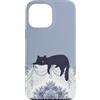 Animal Print Cute And Fun Custodia per iPhone 13 Pro Max Lazy Cat Sleepy Floreale Blu Pastello Elegante Rosa
