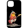 Rocking Robin Bird Outfit Custodia per iPhone 13 Grumpy Robin Bird con chitarra elettrica per gli amanti delle piume