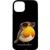 Robin Bird Outfit Custodia per iPhone 15 Plus Grazioso uccello con occhiali per gli amanti di pettirossi e piume