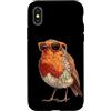 Robin Bird Outfit Custodia per iPhone X/XS Grafica divertente con pettirosso con gli occhiali