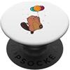 Beaver Tree River Rodent Mammal Zoo Anim Beaver Mosche con Palloncini PopSockets PopGrip Adesivo