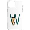Timowo Studio Custodia per iPhone 16 Pro Max Giraffa Diploma Lettera W Alfabeto Animale